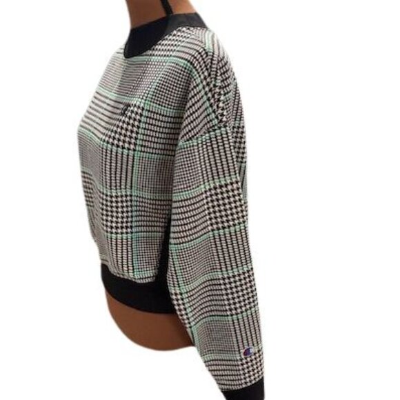 Champion Black and White Crew Neck Sweater with Plaid Design - Picture 4 of 9